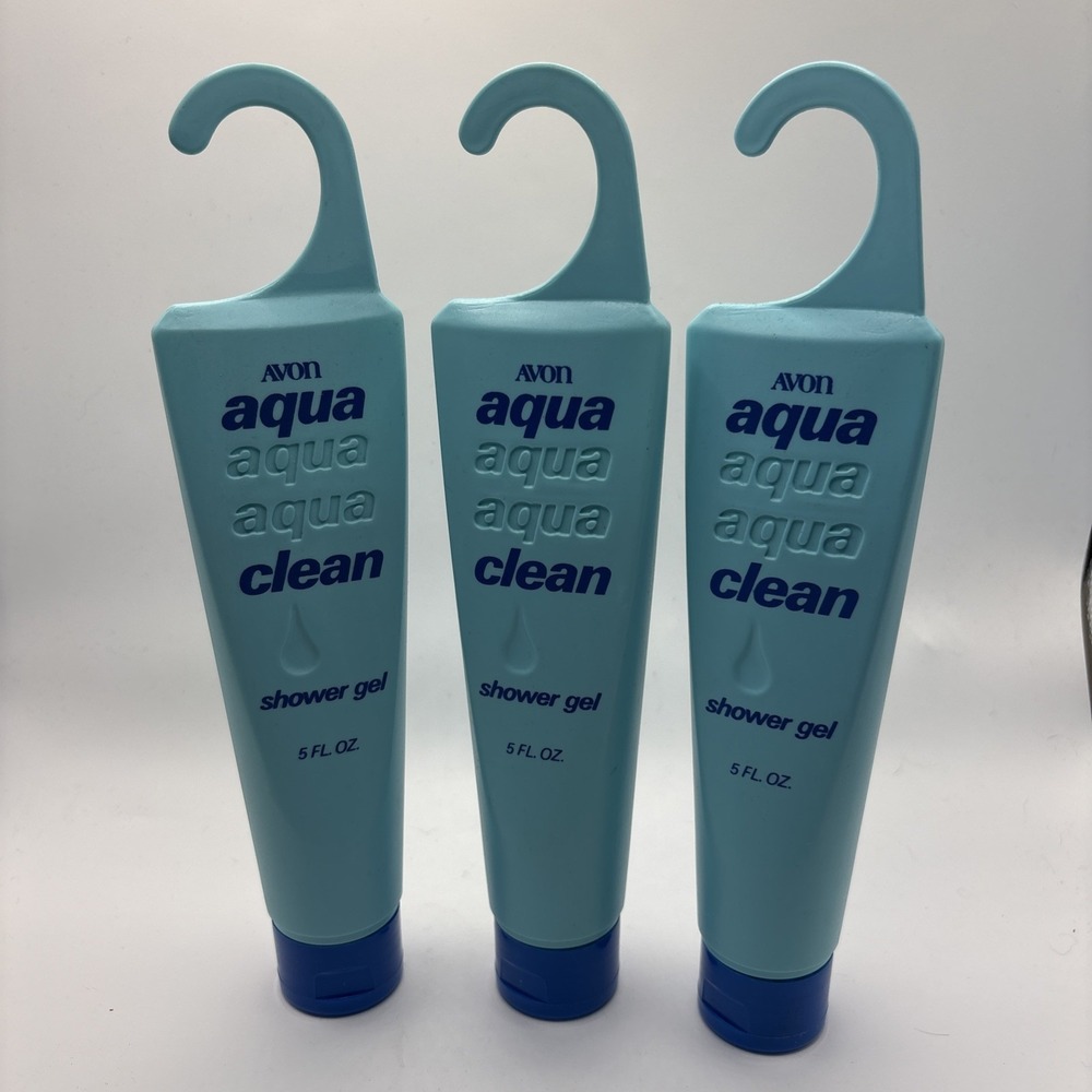 Vtg Avon Aqua Clean Shower Gel Set Of 3 Soap 5 Oz‎ NOS 1987